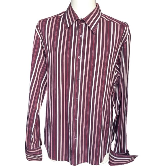 le chateau SZ L French Cuff Men's Cotton Striped Shirt ⚡️BUY 3 for $55⚡️ - Picture 1 of 13